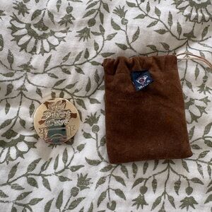 silver case “my first curl” with brown velvet dust bag